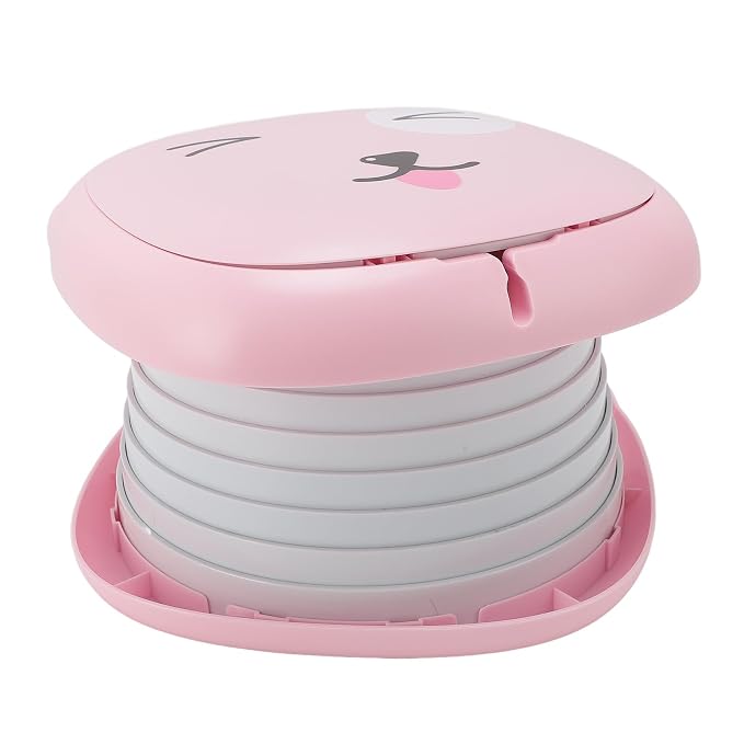 Fafeicy Travel Potty Portable Foldable Training Toilet Plastic 25 X 24 X 17 Cm Leak Proof Compact Design for Toddlers Kids Car Travel Camping Road Trips Outdoor Use (Pink)
