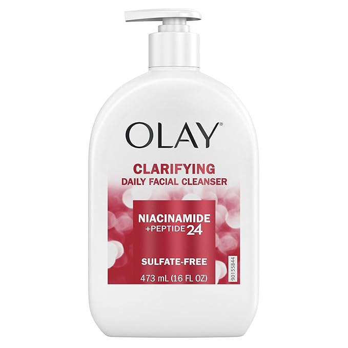 Olay Face Wash,Daily Facial Cleanser with Niacinamide,Peptides & Glycerin - Clarifying,Refreshes Skin Surface,Refines Appearance of Pores - Sulfate-Free,Paraben-Free,Oil-Free,16 Oz,(Pack of 2)