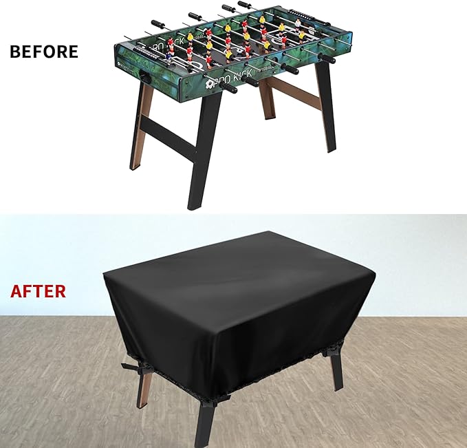 Foosball Table Cover - Waterproof Football Table Cover Soccer Table Covers Outdoor Indoor Foosballs Table Covers - 63"L×45"W×19.5"H, Black
