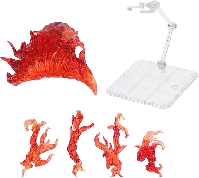 iplusmile Action Figure Stand, Assembly Action Figure Display Holder Base Doll Model Support Stand, Figure Display Fire Effects Compatible with HG RG SD SHF 1/144, Red