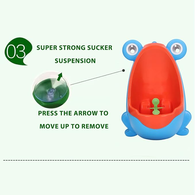 JTLB Frog Potty Training Urinal, Cute Frog Shape Cute Toddler Urinal Potty Training Urinal for Boys with Funny Aiming Target (Blue)