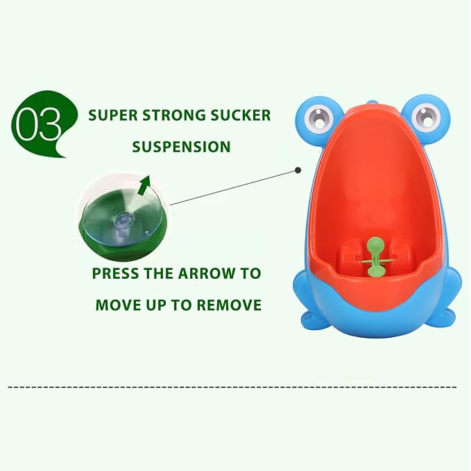 JTLB Frog Potty Training Urinal, Cute Frog Shape Cute Toddler Urinal Potty Training Urinal for Boys with Funny Aiming Target (Blue)