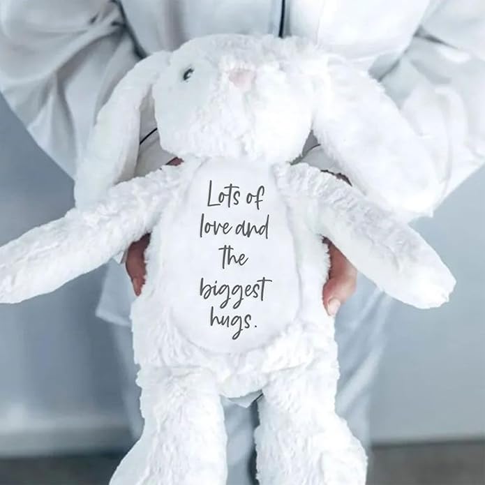 Custom Plush Bunny Keepsake Toy Hold Me Close Worry Hug Rabbit Personalized Stuffed Animal Doll Baby Shower Birthday Gift