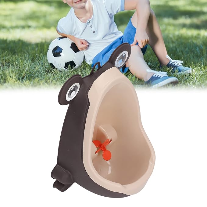 Frog Potty Training Urinal, Cute Frog Shape Cute Toddler Urinal Potty Training Urinal for Boys with Funny Aiming Target (Coffee)