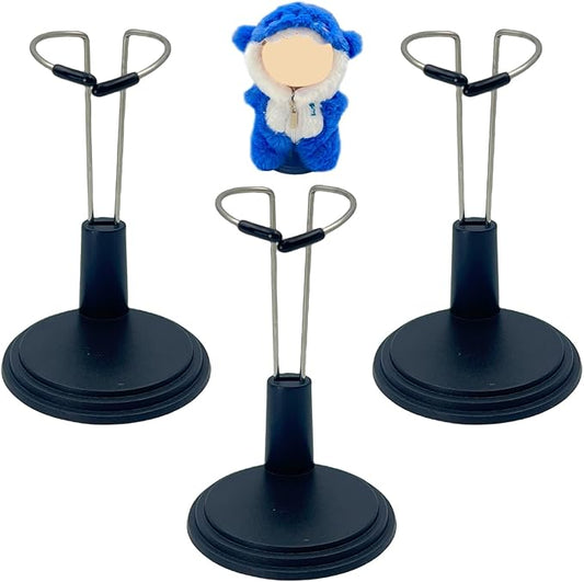 Adjustable Doll Stand - Universal Display Holder for 4-8" Dolls, Action Figures & Plush Toys Creative Storage Stand for Keep your Doll in a standing position (Black, 3PC)
