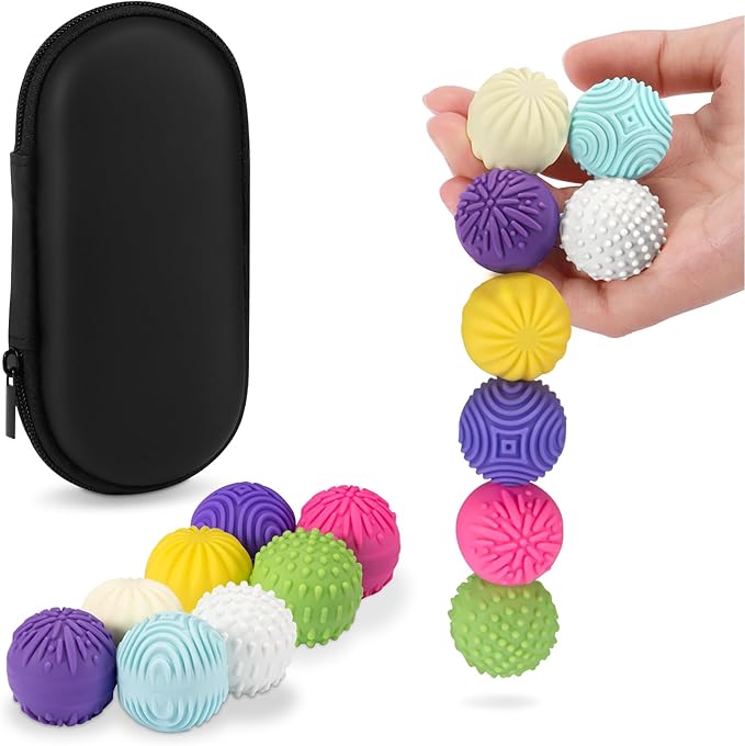 Magnetic Sensory Fidget Balls – 8-Pack Silicone Weighted Stress Relief Toys for Adults & Teens – Quiet, Textured Magnet Fidgets for ADHD, Autism & Anxiety – Gift for Desk, Travel & Office