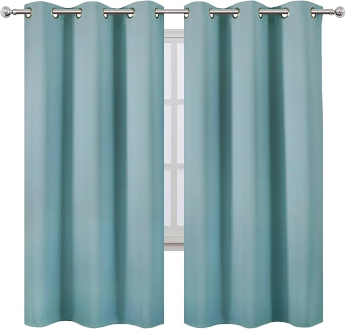 LEMOMO Stone Blue Thermal Blackout Curtains/42 x 72 Inch/Set of 2 Panels Room Darkening Curtains for Bedroom
