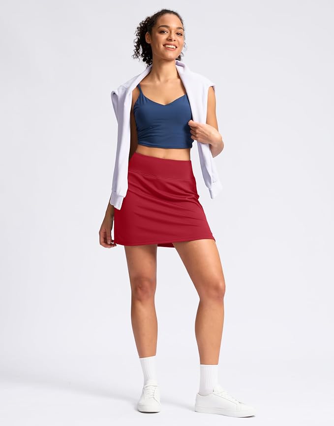 16" Skorts with 2 Pockets | Side Slits, High Waisted, A Line, Casual, Pickleball, Athletic, Golf, Tennis Skirt, for Women