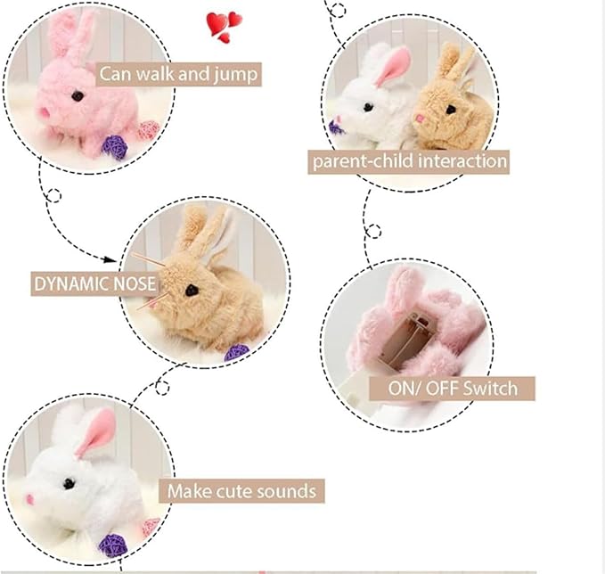 My Realistic Bunny Toy,Interactive Bunny Realistic Bunny - Jumping, Twitching, and Shaking Ears, Rabbit Plush Interactive Toy with Sound (White)
