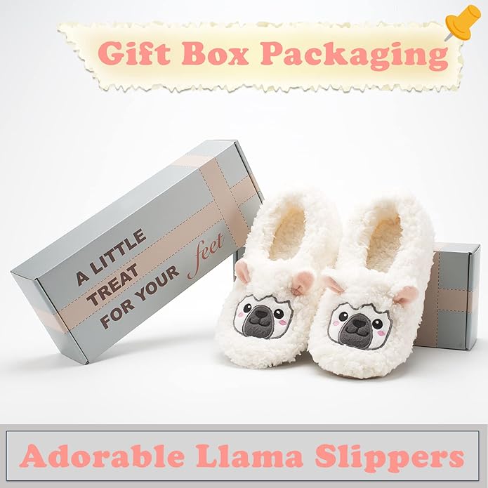 Cute Animal House Slippers, Warm Fuzzy Slipper Socks with Grippers Non Slip, Cozy Funny Gifts