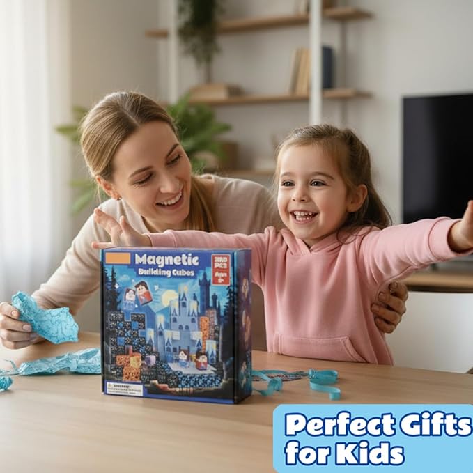 Magnetic Building Cubes for Kids, 200 Pieces, Building Blocks Set, Ages 3+, STEM Educational Toy Set