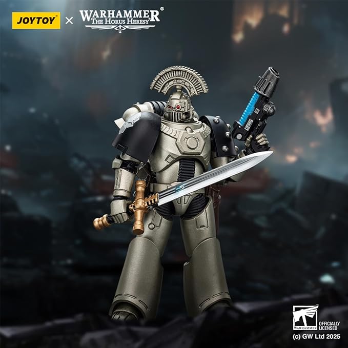 JOYTOY 1/18 Action Figures - Warhammer The Horus Heresy Iron Warriors MKVI Tactical Sergeant with Power Sword and Plasma Pistol - 5‘’,Highly Posable Collectible Model Ages 15+