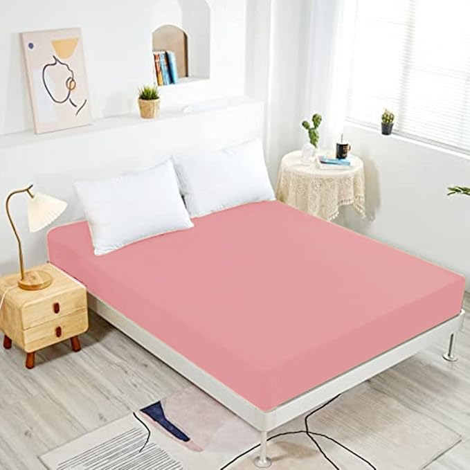 NHNHN 2 Pack Crib Fitted Sheet-Deep Pockets-Soft Microfiber-Easy Care-Shrinkage and Fade Resistant-Fitted Sheets Queen Size for Girl Teens Kids-2 Sets of Fitted Sheet (Queen, Blush)