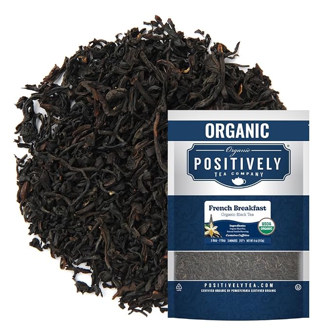 Organic Positively Tea Company, French Breakfast Black Tea, Loose Leaf, 4 Ounce