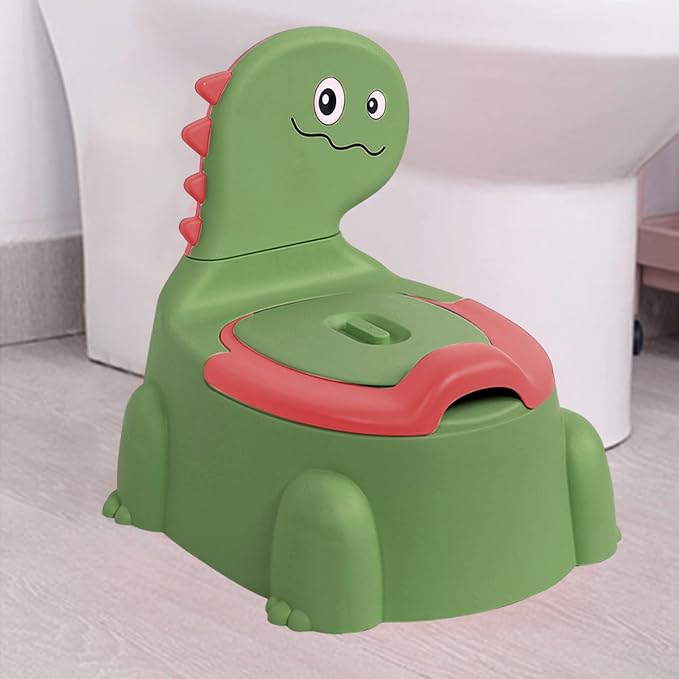 Potty Training Toilet, Dinosaur Potty Training Toilet Seat, Separated Dinosaur Training Potty for Toddlers with Non-Slip Rubber Mat Backrest, Portable Potty Chair for Boys and Girls Travel