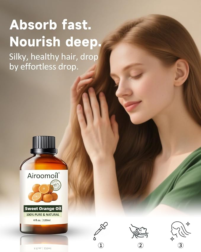 Sweet Orange Essential Oil 4 fl oz – 100% Pure Natural Citrus Oil for Diffuser, Natural Cleaning, DIY Soap & Candle Making, Fresh Orange Aroma for Home Fragrance – Large Value Bottle