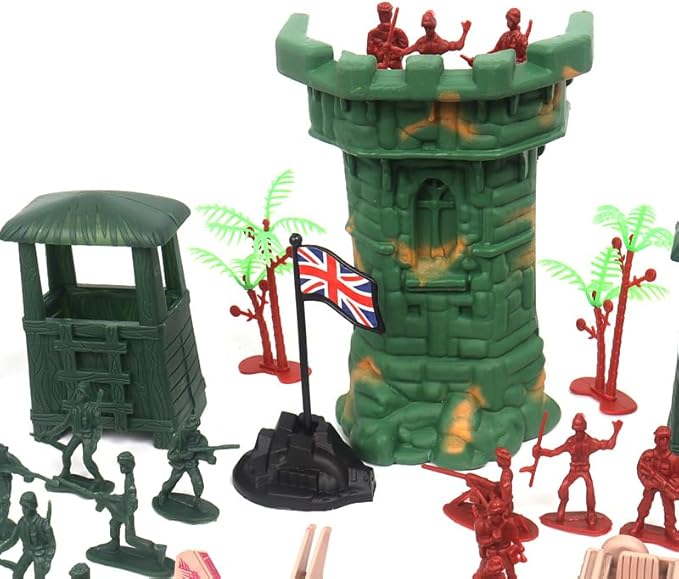 Army Men Playset Toy for Boys with Battle Mat, 308Pcs Military Toys Soldiers, Plastic Army Men Action Figures and Military Weapons, Guns Toys for Age Boys 4 8 12