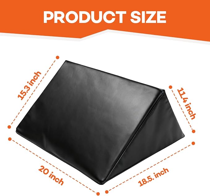 JZHLLA Massage Table Bolster Pillow for Leg Support, Durable 30D Foam with Easy-Clean PU Cover, Elevating Leg Wedge for Physical Therapy 20x18.5x15.3x11.4 Inch(Black)