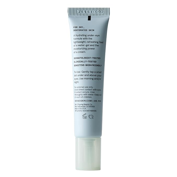 Versed Water Rush Hydrating Eye Gel - Under Eye Cream for Puffiness and Bags Under Eyes - Hyaluronic Acid Under Eye Brightener - Clinically Tested Gel-Cream Formula