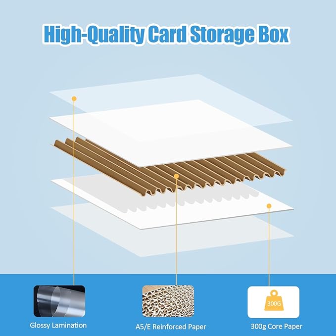 8 Pack Cardboard Card Storage Box 3120 Count Bulk Card Storage White Sports Card Boxes