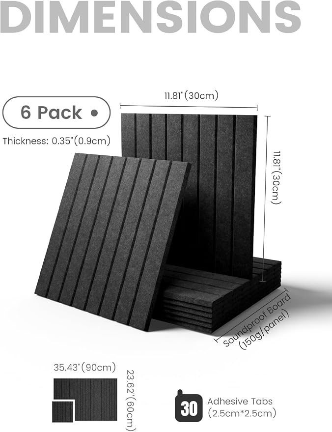 Fluxynara 36" x 24" Large Felt Bulletin Board, Charcoal Gray | 6 Pack Cork Board Alternative with 30 Safe Adhesive Tabs, Pin Boards for Wall Decor, Home, Office, Classroom,Dorm