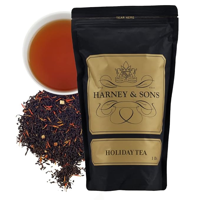 Harney & Sons Holiday Loose Leaf Black Tea – Citrus Cinnamon Clove Almond Flavored Tea, Caffeinated, 16 oz Bag