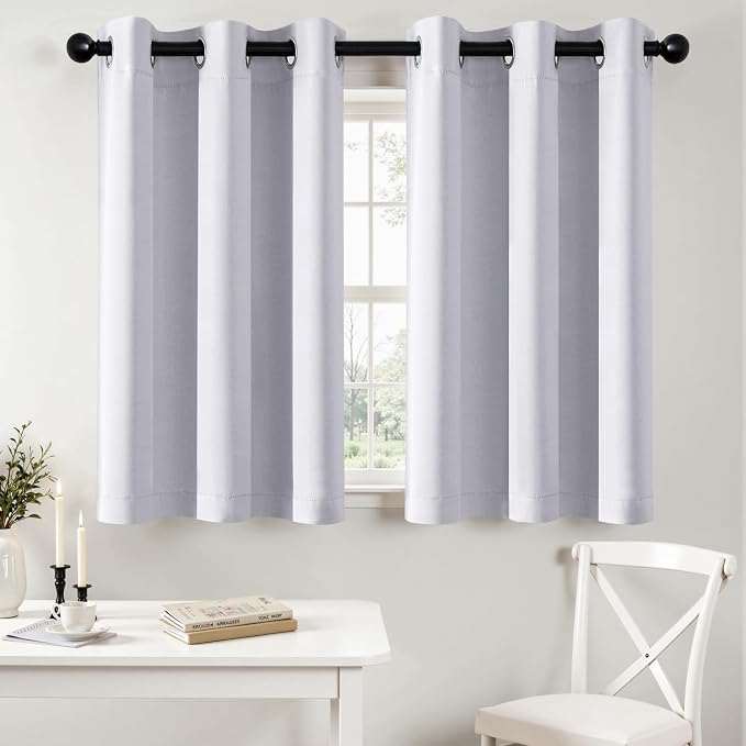 MIULEE Blackout Curtains for Bedroom 2 Panels 40x36 Inch Long Greyish White | Thermal Insulated, Living Room Darkening Grommet Drapes, Noise Reducing, Light Blocking Window Treatments