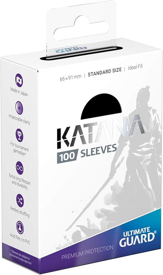 Ultimate Guard Katana Card Sleeves: 100 Standard Size TCG Sleeves, 66 x 91mm, Black Back, Tournament Quality, No PVC & Acid-Free, High Clarity