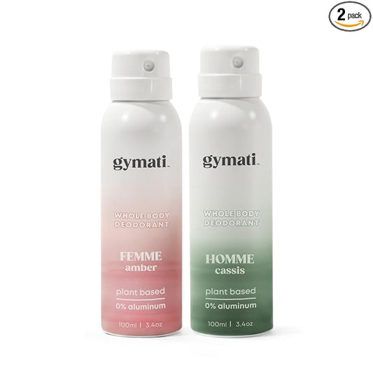 Gymati Natural Deodorant Body Spray – Aluminum-Free, Plant-Based Blend with Aloe & Zinc, Long-Lasting Odor Protection, Luxury-Inspired Scent Men & Women, Pack of 2