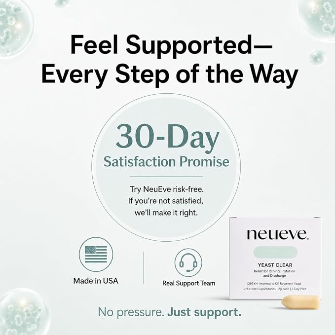 NeuEve Yeast Clear, for Yeast Infection Symptoms, Relieves Burning, Itching & Discharge, with Tea Tree Oil, Myrtle, Sage & Olive Leaf, Invented by OBGYN