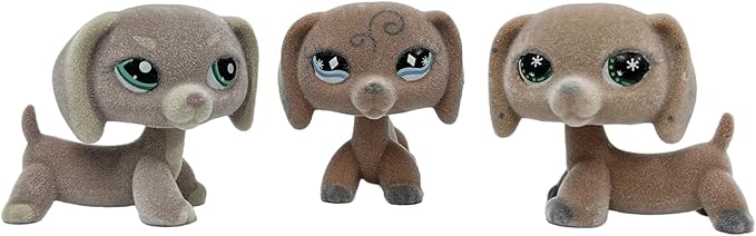 3pcs/Set Custom Flocked Pet Shop Toys Short Hair Cat Kitten Collie Great Dane Cocker Spaniel Dachshund Puppy Dog OOAK Compatible with LPS (#Mono and #640 and #1751)