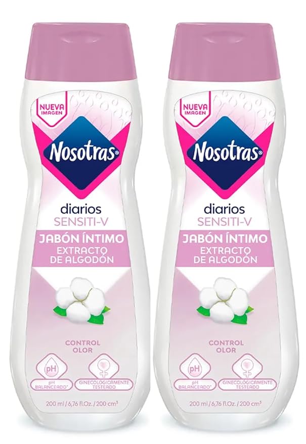 Nosotras Feminine Wash Kit Intimate Soap Sensiti-V | Pack x2 Jabon Intimo Sensiti-V Extracto de Algodon Colombia x2(6.76oz - 200ml)