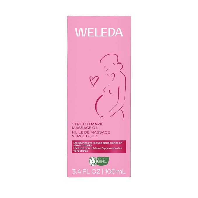Weleda Stretch Mark Pregnancy Massage Oil, 3.4 Fluid Ounce, Plant Rich Oil with Vitamin E, Sweet Almond, Jojoba and Arnica Oils