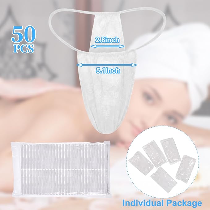 Disposable Thong Panties Women's Spa Thong Soft Breathable Disposable Tanning Underwear