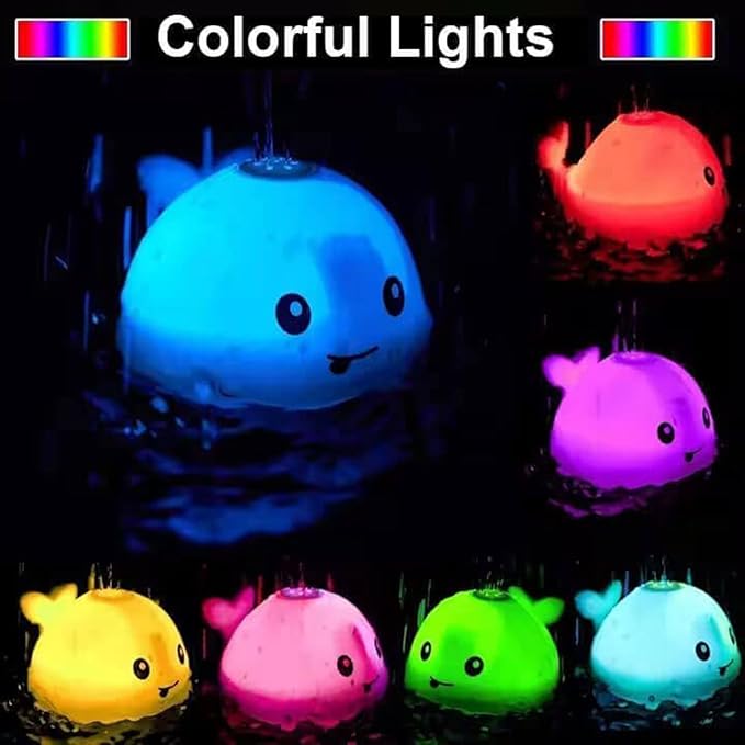 Bath Toys for Kids Ages 1-3 - Valentines Day Gifts for Kids,1 2 3 Year Boys Girls Gifts,Easter Basket Stuffers, Light Up Whale Bath Toy Sprinkler, Toddler Bathtub Pool Water Table Toys, Baby Gift