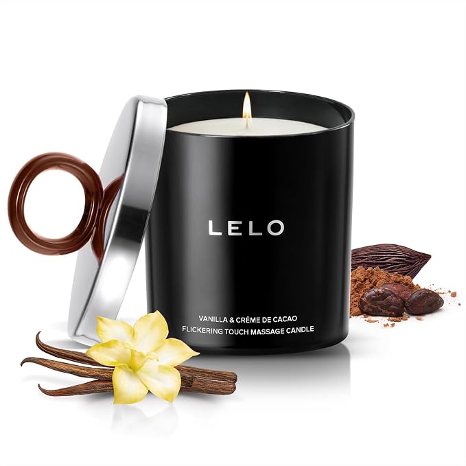 LELO Flickering Touch Massage Candle, Melts into Massage Oil, Scented Candle Body Massage Oil, Luxury Skin Treatment, Vanilla & Creme de Cacao Scent