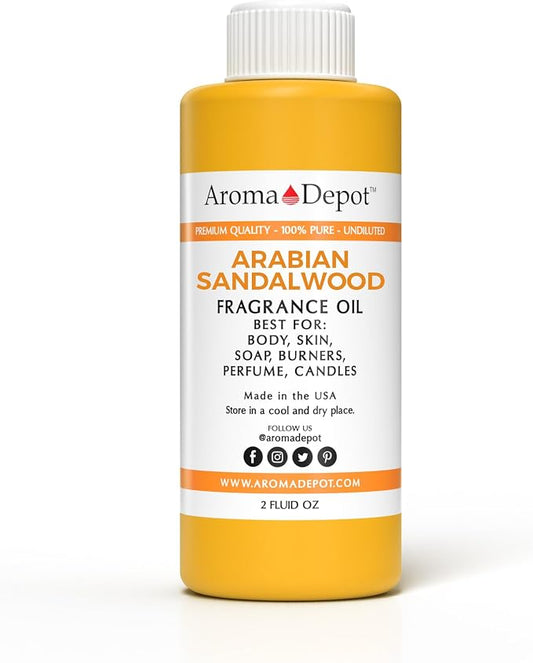 Aroma Depot 2 oz. Arabian Sandalwood Fragrance Oil I Perfume I Skin Body Oil, Scented Oil.