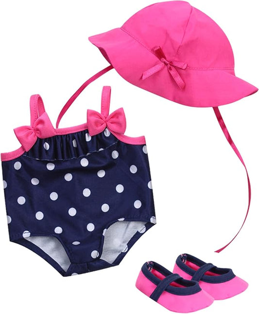 Sophia's Polka Dot Bathing Suit Set for 15'' Dolls, Navy/Pink