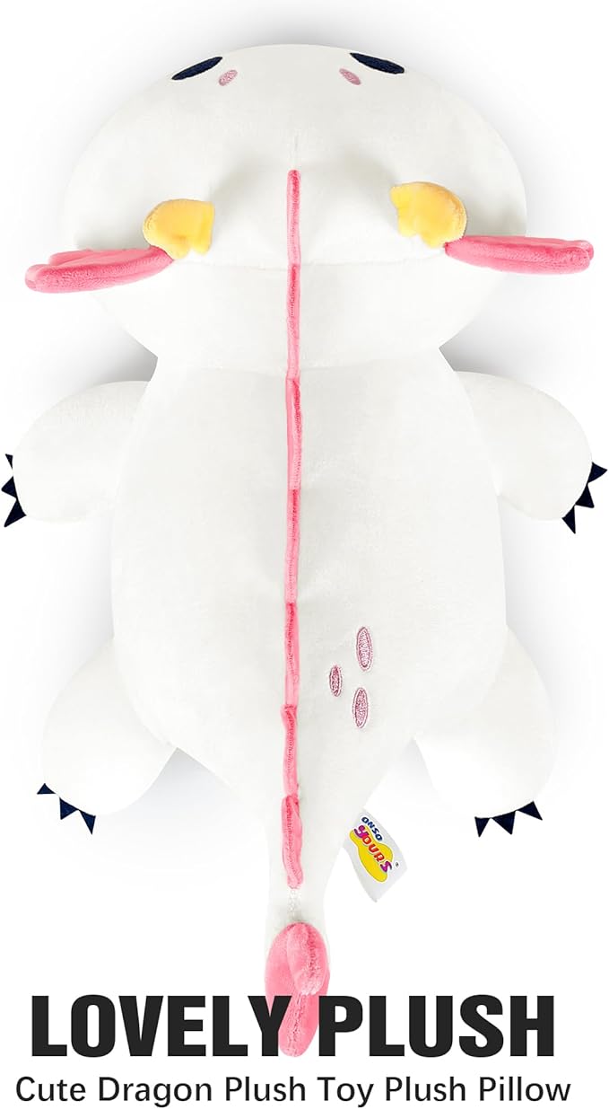 Onsoyours Chubby Dragon Stuffed Animal Adorable Plushies Soft Huggable Plush Pillow Kawaii Cute White Dragon Plushie Toy for Kids (White Dragon, 10")