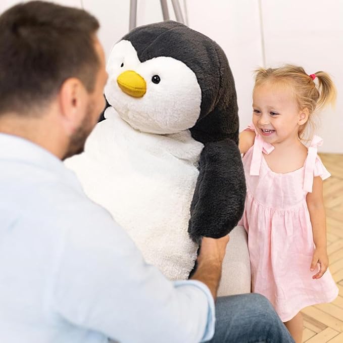 ARELUX Giant 22in Big Penguin Plush Large Stuffed Animal Hugging Pillow: Soft Jumbo Sleeping Body Warm Fluffy Pillow Adorable Chubby Plushie Toy Gifts for Boys Girls
