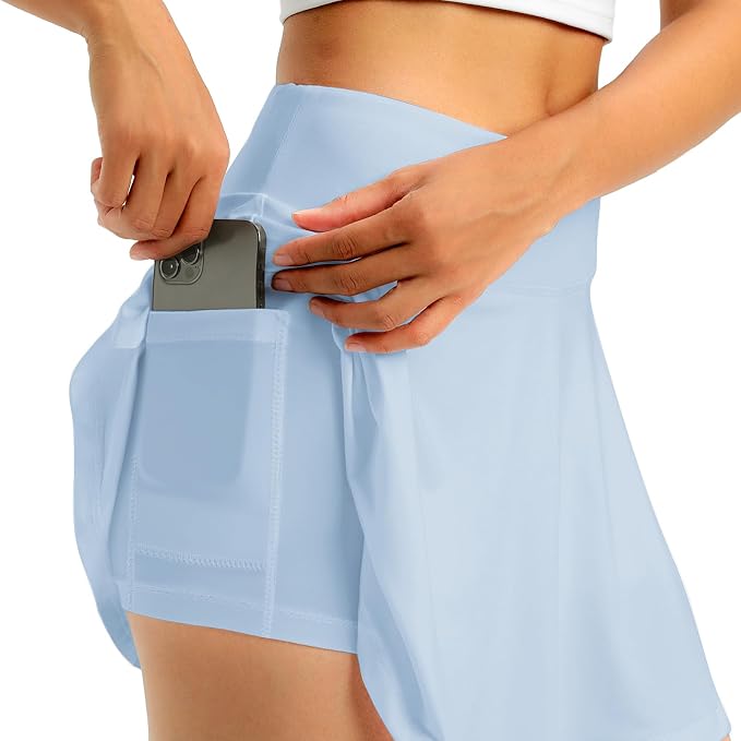 Stelle Women Tennis Skirt High Waisted Athletic Golf Skorts with Pockets | Tummy Control, Built-In Shorts, Deep Pockets, Pleated, Breathable, Lightweight, Tennis, Golf, Pickleball, Running, Workout