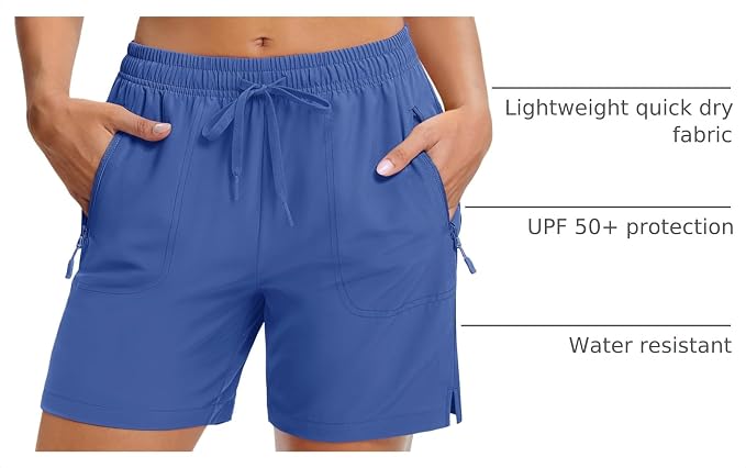 MAGCOMSEN Women's 5" Hiking Shorts UPF 50+ Quick Dry Lightweight Athletic Running Golf Summer Casual Shorts with Pockets
