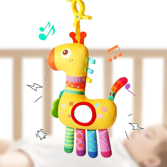 Baby Hanging Toys, Plush Animal Stuffed Sensory Toys for Carseat Stroller Car Seat Crib Play Gym, Baby Toys for 0 3 6 9 12 Months, Baby Boys and Girls Gift (Giraffe)