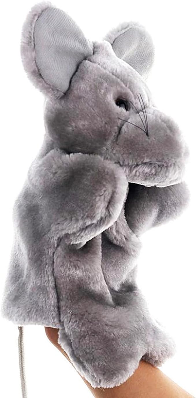 Mouse Hand Puppets Plush Animal Toys for Kids Imaginative Pretend Play Storytelling Gray
