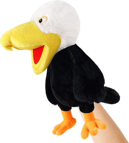 Animal Hand Puppets 11 Inch Bird Plush Toucan Owl Eagle Parrot Flamingo Peacock Puppet Toys Role-Play Puppets for Kids Storytelling Imaginative Pretend Play Teaching Preschool(Eagle)