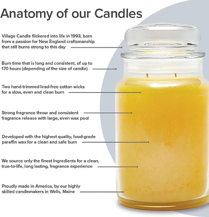 Village Candle Beachside Large Glass Apothecary Jar Scented Candle, 21.25 oz, Light Blue