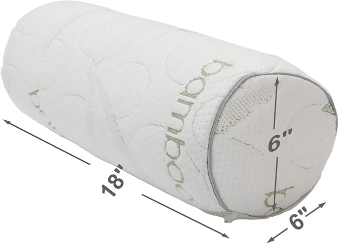 Kingnex Bolster Roll Pillow for Sleeping on Back or Side Under Knee to Relief Lower Back Pain Between Legs for Side Sleepers Cylinder Pillow with Bamboo Viscose Removable Cover 18x6
