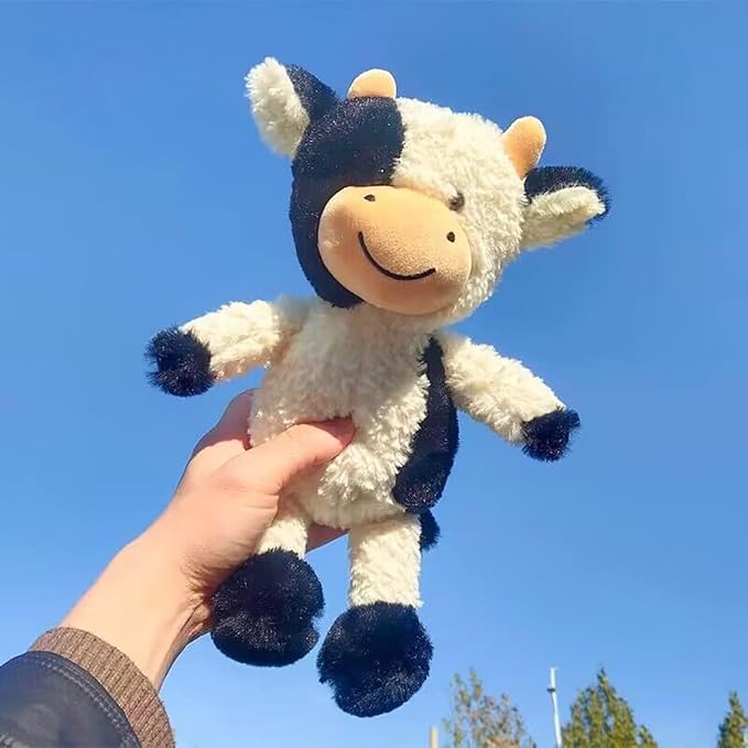 Cow Stuffed Animals Soft Plush Cute Cow Doll for Boys Girls 11.8in(Zhang NIU heibaise)