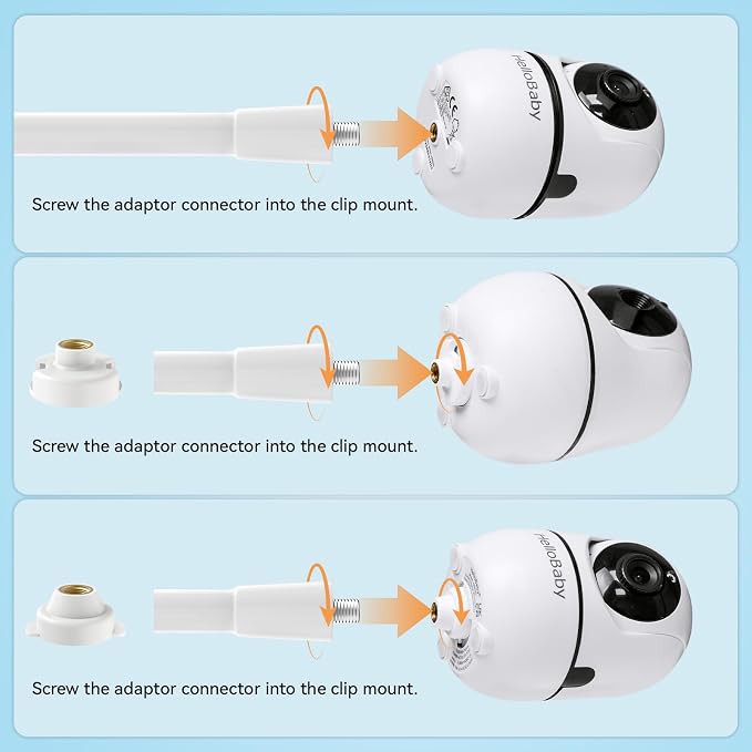 Baby Monitor Mount Compatible with HelloBaby for HB6550/ HB6560/ HB65/ HB6351/ HB40/ HB6339/ HB6336, ANMEATE SM935E Monitor, Adjustable Baby Monitor Stand Flexible Clip Clamp Mount No Drilling