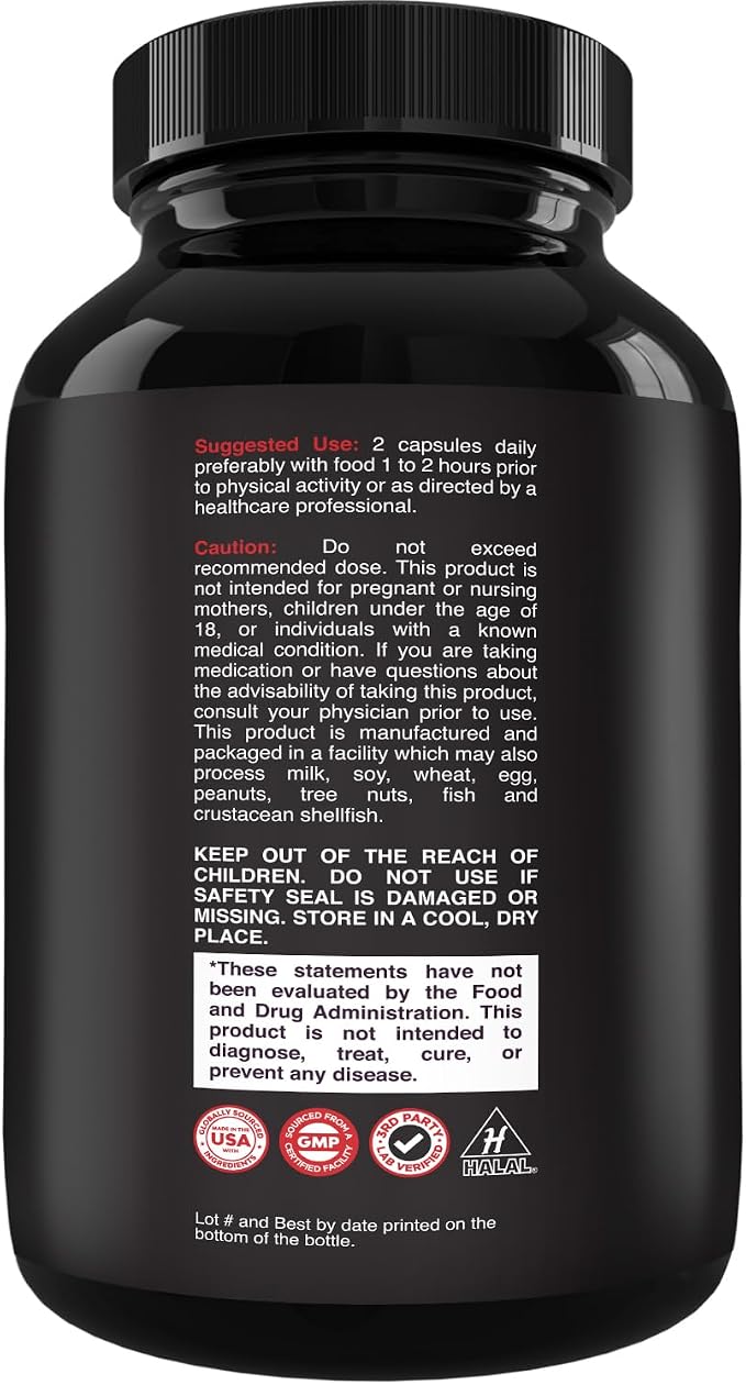 Extra Strength Testosterone Booster for Men - Natural Supplement for Men with Horny Goat Weed Maca Root Tongkat Ali and Saw Palmetto Extract for Muscle Enlargement Stamina and Strength - 60 Count